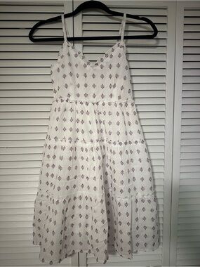 Women’s NWT White Spaghetti Strap Dress with Blue & Red Print